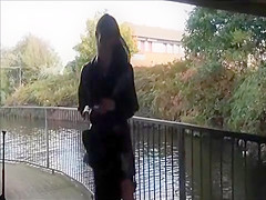 UK girl pose and play in public