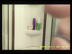 Unaware wife's bottom half before and after shower