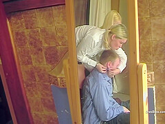 Uniformed Blonde Duo Facesit And Control A Guy