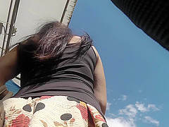 Upskirt panty of the brunette woman with pretty hot ass