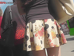 Upskirt panty of the brunette woman with pretty hot ass