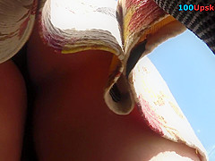 Upskirt panty of the brunette woman with pretty hot ass