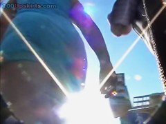 Upskirt pussy nude in the street