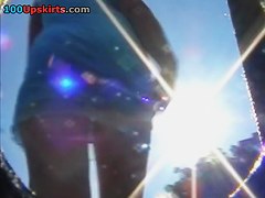 Upskirt pussy nude in the street