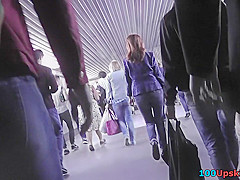 Upskirt vid of brunette hottie's beautiful skinny ass
