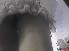Upskirt vid of girl in tight skirt, wearing a g-string