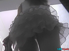 Upskirt vid of girl in tight skirt, wearing a g-string