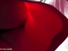 Valuable legal age teenager 18+ upskirt on the crowded bus