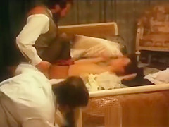 Vintage Brunette beauty smashed up her hairy pussy