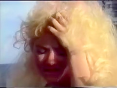 Vintage blonde gets her asshole plugged and eats semen