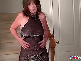 Wet Hot Pussy Sitting On Her Stairs