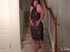 Wet Hot Pussy Sitting On Her Stairs