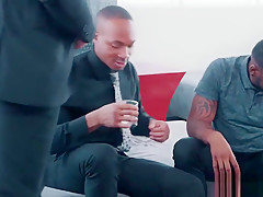 White hunk fucking his black gay best men in threesome