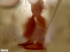 Whore Takes A Shower Spreads Legs Gags And Cleans And Shows Her Shaved Fuck Holes