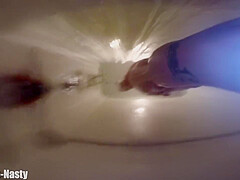 Whore Takes A Shower Spreads Legs Gags And Cleans And Shows Her Shaved Fuck Holes