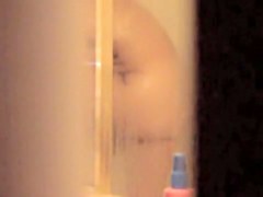 Wife is washing her delicious body on shower spy scenes