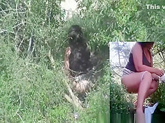 Woman spied peeing outdoors in the bushes