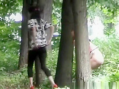 Women in ceremony clothes caught peeing