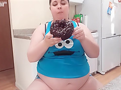 Young Fatty Devours Chocolate Cake