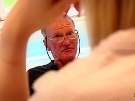 Young blonde with hot pussy hardcore fucked by grandpa
