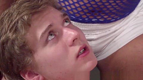 Young massaged twink jerksoff creamy load