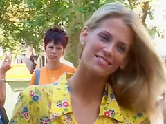 blonde girl nude in public