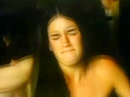 cowboy girl with long hair have sex on a stable