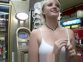 hot babe flashing in a store