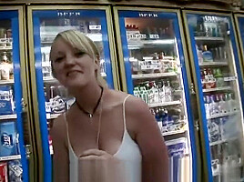 hot babe flashing in a store