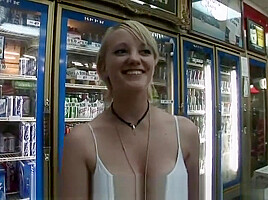 hot babe flashing in a store