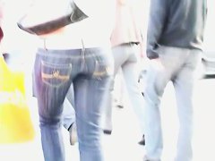 lovely street candid tight ass in jeans wriggling down the street