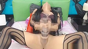 nice-looking ladyboy Jerks Her 10-Pounder With toy