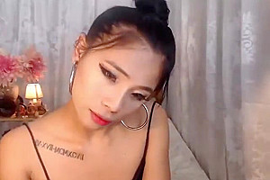oriental skinny ladyboy Teasing On webcam