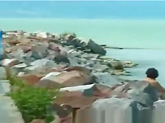 pissing on the beach