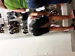 rich mature, tight shorts, bending overFEET