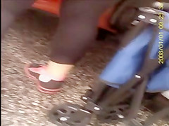 see thru leggings on in parking lot, read panty print
