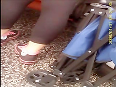 see thru leggings on in parking lot, read panty print