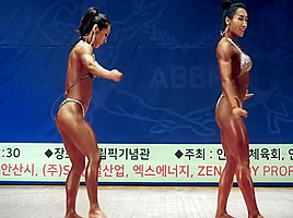 sexy strong Korean FBB posing