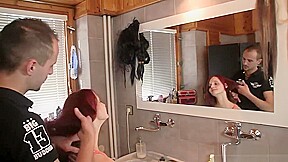 she shows cleavage and bobs and bra to a guy then fucks him they get caught