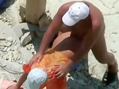 straight bear fucks his lady on the nude beach