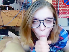 student 18+ Does Gentle Blowjob And Back Riding - Pov