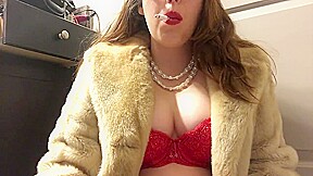 teen 18+ Smoking Goddess with Big Perky Natural Tits Wearing a Fur Coat