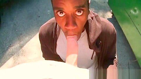 teen 18+ afro gay mouth fucks white cock in POV