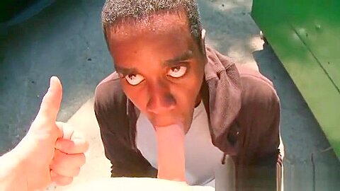 teen 18+ afro gay mouth fucks white cock in POV