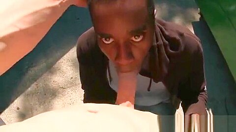 teen 18+ afro gay mouth fucks white cock in POV