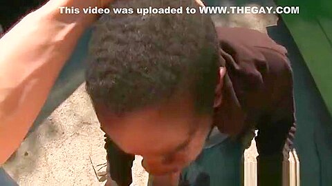 teen 18+ afro gay mouth fucks white cock in POV