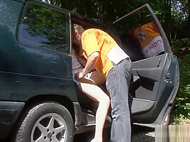 teen 18+ backseat banged in the forest