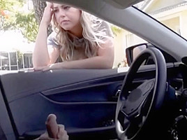 teen 18+ wanks Flasher in Car