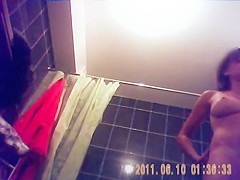 23 yo brunette with 34DD boobs caught by in shower